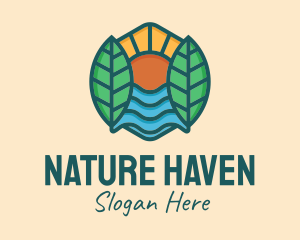 Nature Sunshine Leaves  logo design