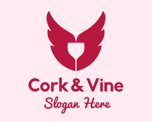 Wings Wine Glass logo design