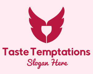 Wings Wine Glass logo design