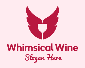 Wings Wine Glass logo design