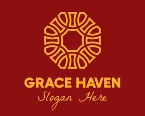 Golden Oriental Octagon Pattern Logo