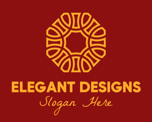 Golden Oriental Octagon Pattern logo design