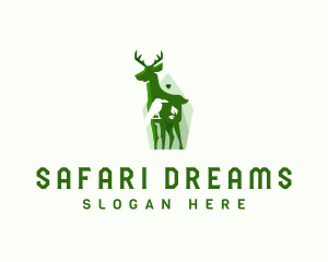 Deer Bird Safari Wildlife logo design