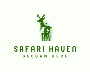 Deer Bird Safari Wildlife logo design