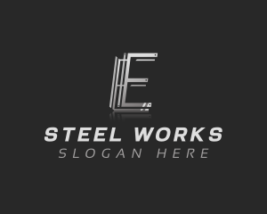 Steel Metal Industrial Letter E logo