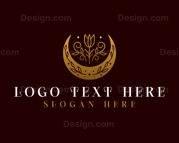 Premium Floral Crescent Moon Logo