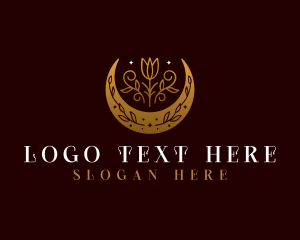 Premium Floral Crescent Moon logo