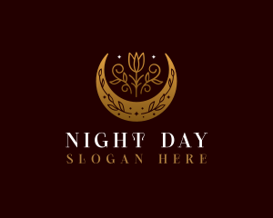 Premium Floral Crescent Moon logo design