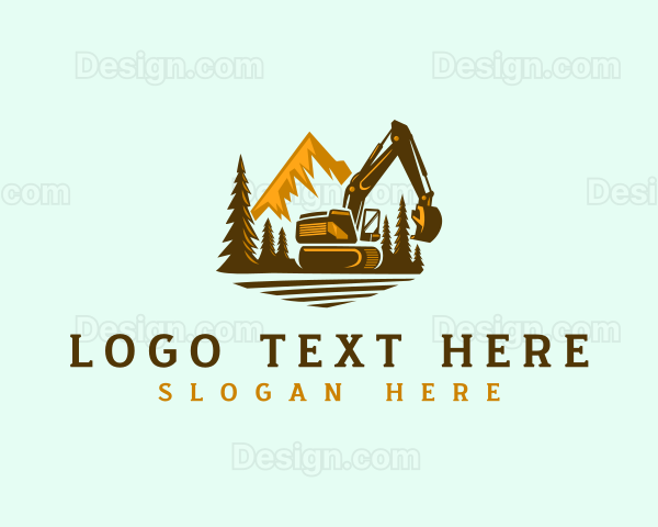 Excavation Backhoe Machine Logo