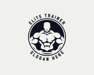 Bodybuilder Fitness Trainer Coach logo design