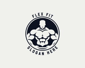 Bodybuilder Fitness Trainer Coach logo design