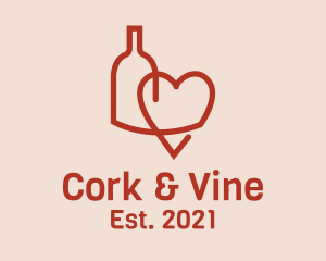 Minimalist Wine Heart  logo design