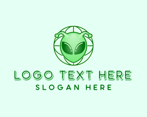 Virtual - Retro Martian Alien logo design