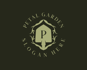 Floral Shovel Spade logo design