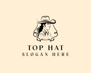 Western Cowgirl Hat logo design