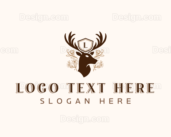 Deer Shield Antler Logo