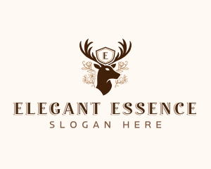 Deer Shield Antler logo design