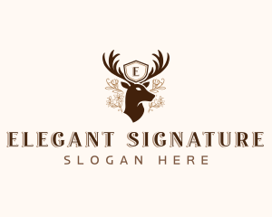 Deer Shield Antler logo design