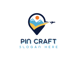 Location Pin Airplane logo design
