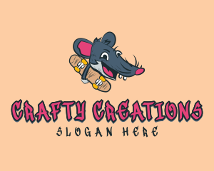 Skateboard Skater Rat logo design