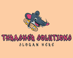 Skateboard Skater Rat logo design