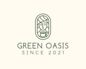 Green Woman Cafe Tea logo design