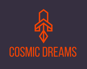Orange Space Rocket Logo