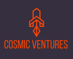 Orange Space Rocket logo design