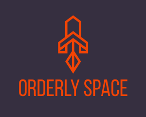 Orange Space Rocket logo design