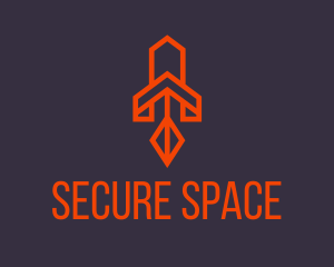 Orange Space Rocket logo design