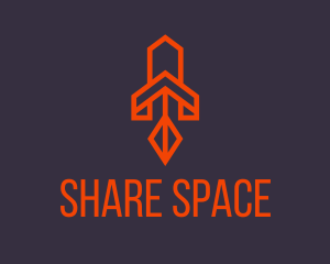 Orange Space Rocket logo design