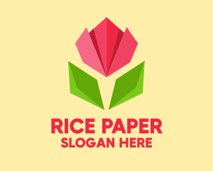 Origami Tulip Flower  logo design