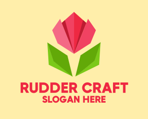 Origami Tulip Flower  logo design