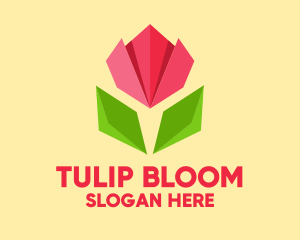 Origami Tulip Flower  logo design