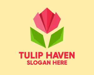 Origami Tulip Flower  logo design