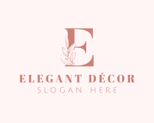 Elegant Leaves Letter E logo design