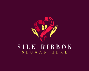 Ribbon Heart Hands logo design