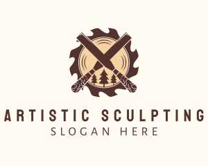 Woodcutting Chisel Lumber logo design