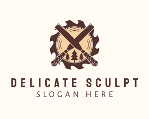 Woodcutting Chisel Lumber logo design