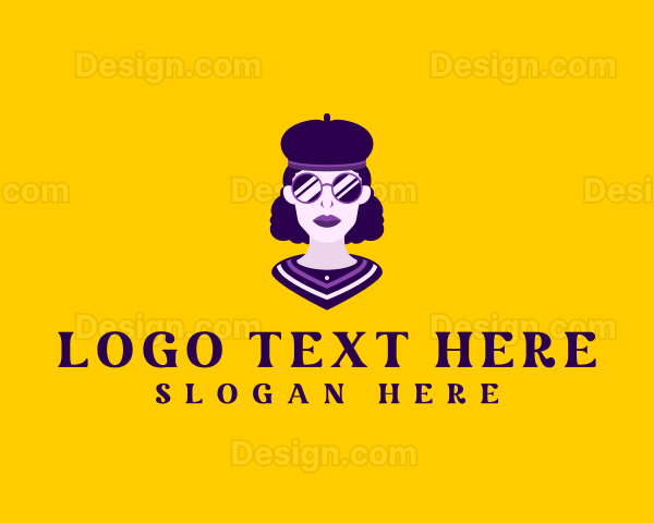 Woman Beret Hat Logo