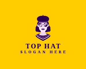 Woman Beret Hat logo design