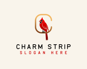 Cardinal Bird Letter C logo design