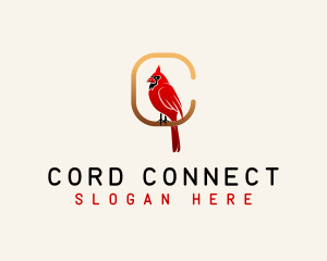 Cardinal Bird Letter C logo design