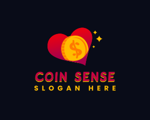 Heart Money Coin logo design