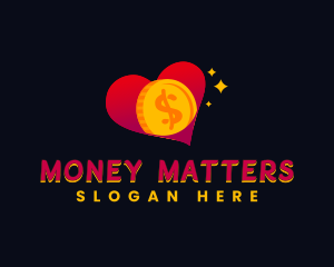 Heart Money Coin logo design