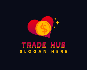 Heart Money Coin logo design