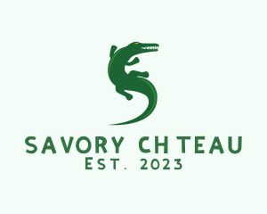 Green Alligator Animal  logo design