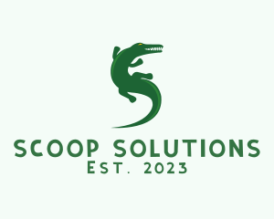 Green Alligator Animal  logo design