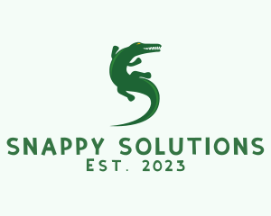 Green Alligator Animal  logo design