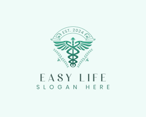 Elegant Health Caduceus logo design